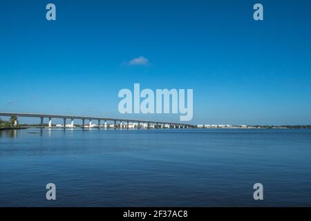 Downtown historic Stuart, FlorIda. Scenes along the streets with storefronts, restaurants and local hotels at the waterfront town in eastern Florida Stock Photo