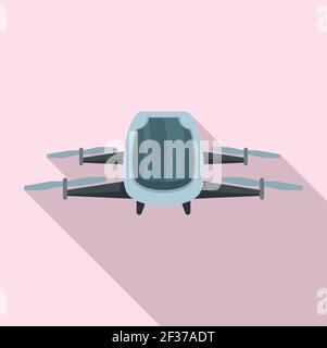 Driverless taxi drone icon, flat style Stock Vector