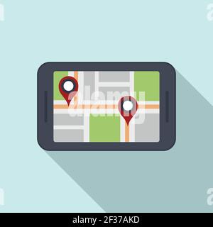 Unmanned taxi location icon, flat style Stock Vector