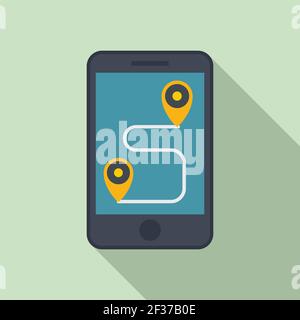 Unmanned taxi route icon, flat style Stock Vector