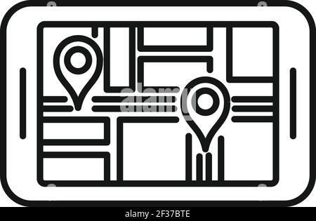 Unmanned taxi location icon, outline style Stock Vector
