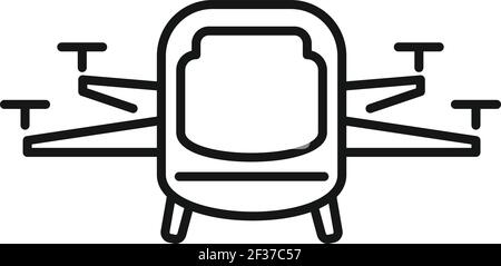 Driverless taxi drone icon, outline style Stock Vector