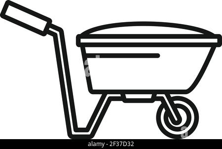 Farm wheelbarrow icon, outline style Stock Vector
