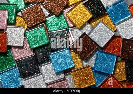 Glitter Mosaic Glass Tile Assortment Stock Photo