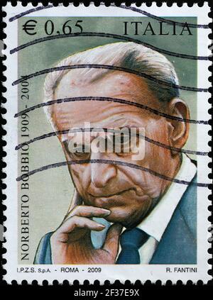 Norberto Bobbio on italian postage stamp Stock Photo