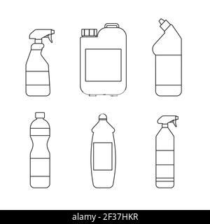 Plastic containers Vector icons set Outline style Stock Vector