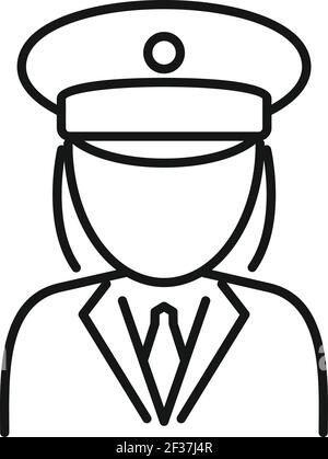 Woman electric train driver icon, outline style Stock Vector