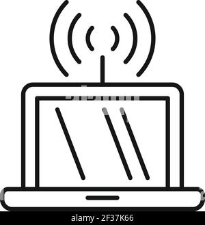 Engineer wifi laptop icon, outline style Stock Vector