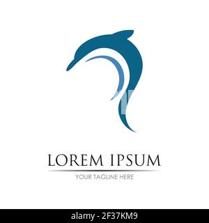 Dolphin Logo Template Vector. Dolphin jumping logo design concept. Stock Vector