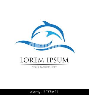 Dolphin Logo Template Vector. Dolphin jumping logo design concept. Stock Vector