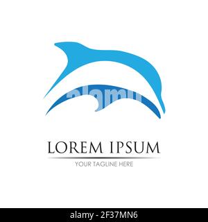 Dolphin Logo Template Vector. Dolphin jumping logo design concept. Stock Vector