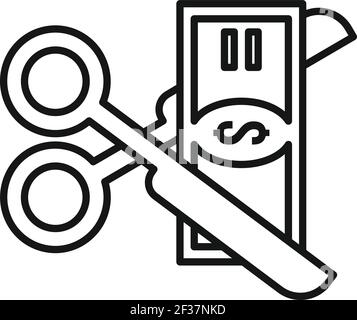 Cut money tax icon, outline style Stock Vector