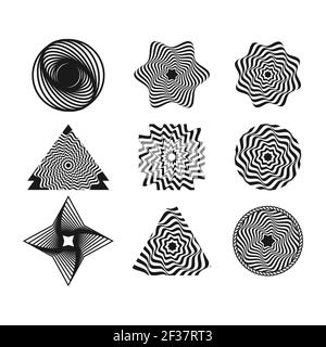 Set of impossible shapes. Optical Illusion. Vector Illustration isolated on white. Sacred geometry. on a white background.EPS 10 Stock Vector