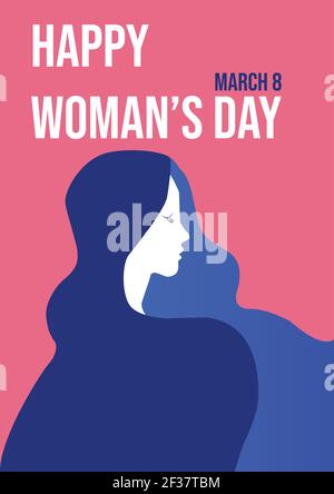 Happy women's day 8 march minimalist poster design template print ready cmyk - vector Stock Vector