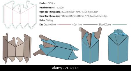 Gift box for many products die cut template vector Stock Vector