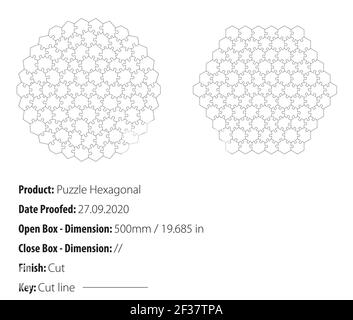 Two types Jigsaw puzzle hexagonal template cut - die cut - vector Stock Vector