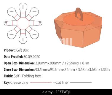 Gift box packaging design template selflock die cut - vector Stock Vector