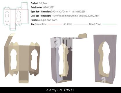 Gift box for many products die cut template vector Stock Vector
