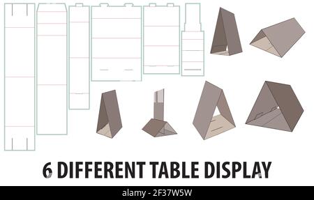 Six different table display packaging design template gluing selflock die cut - vector Stock Vector