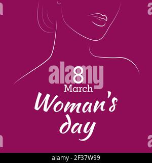 Happy women's day 8 march minimalist poster design template print ready cmyk - vector Stock Vector