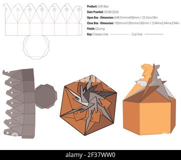 Gift box for many products die cut template vector Stock Vector