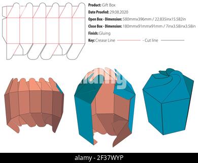 Gift box for many products die cut template vector Stock Vector