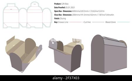 Gift box for many products die cut template vector Stock Vector
