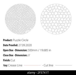 Two types Jigsaw puzzle circle template cut - die cut - vector Stock Vector