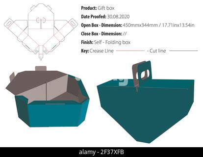Gift box for many products die cut template vector Stock Vector