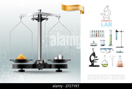 balance scale laboratory science and research vector illustration ...