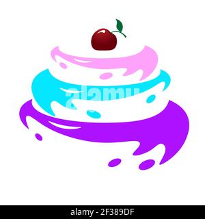 abstract shapes cake logo with cherry 1 Stock Vector
