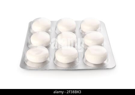 Tasty chewing gums on white background Stock Photo