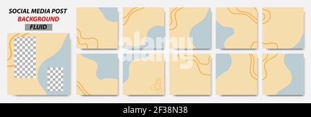 Set collection of square banner layout template background in yellow, grey color with line, wave pattern Stock Vector
