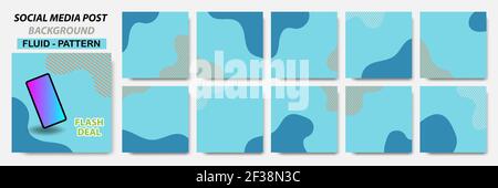 Set collection of square banner layout in blue orange color with line pattern Stock Vector