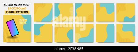 Set collection of square banner layout in yellow, green color with dots line pattern Stock Vector