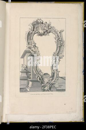 Print, Cartouche placed in font of a Pedestal, 1700–1775 Stock Photo