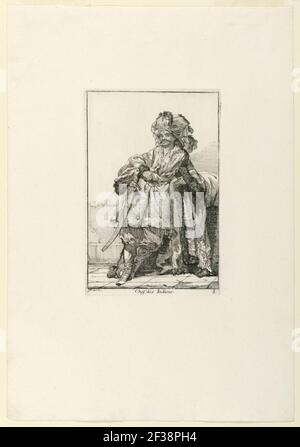 Print, Chef des Indiens (Indian Chief), plate 8 from the series Caravanne du Sultan a la Mecque (Caravan of a Sultan Going to Mecca), 1748 Stock Photo