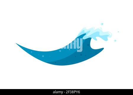 Big wave for ocean surfing. Tsunami wave swirling in the sea. Vector illustration isolated in white background  Stock Vector