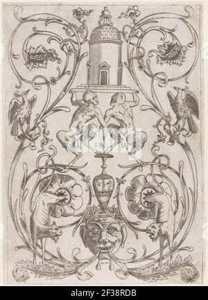 Print, Grotesque Ornament with Satyrs, from a set of twenty