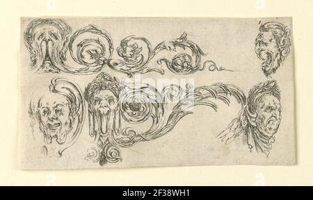 Print, Plate from Frises, Feuillages et Grotesques (Friezes, Foliage and Grotesques), ca. 1645 Stock Photo