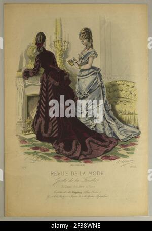 Print, Plate No. 153 in Fashion Review in the Family Gazette (Revue de la Mode, Gazette de la Famille), 1874 Stock Photo