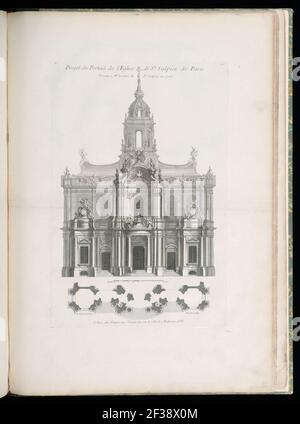 Print, Projet du Portail de l'Eglise de St. Sulpice de Paris (Design for the Portal of the Church of St. Sulpice of Paris), plate 105, in Oeuvres de Juste-Aurèle Meissonnier (Works by Juste-Aurèle Stock Photo