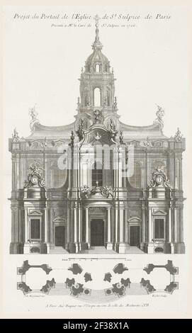 Print, Projet du Portail de l'Eglise de St. Sulpice de Paris (Design for the Portal of the Church of St. Sulpice of Paris), plate 105, in Oeuvres de Juste-Aurèle Meissonnier (Works by Juste-Aurèle Stock Photo