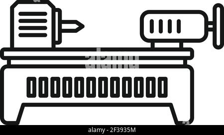 Lathe icon, outline style Stock Vector