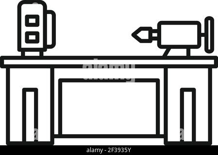 Lathe machine icon, outline style Stock Vector