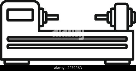 Cnc lathe icon, outline style Stock Vector