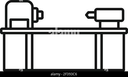 Cutter lathe icon, outline style Stock Vector