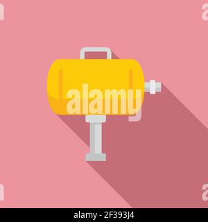 Tire fitting air compressor icon, flat style Stock Vector