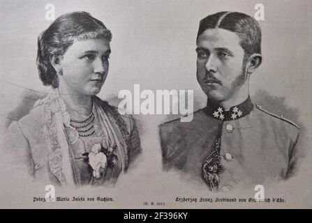 Prinzessin Maria Josefa von Sachsen und Erzherzog Franz Ferdinand von Österreich d'Este, 1886. Stock Photo