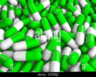 Background formed by capsule pills. 3d illustration. Stock Photo